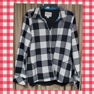 Orvis plaid fleece lined flannel coat w/ pockets